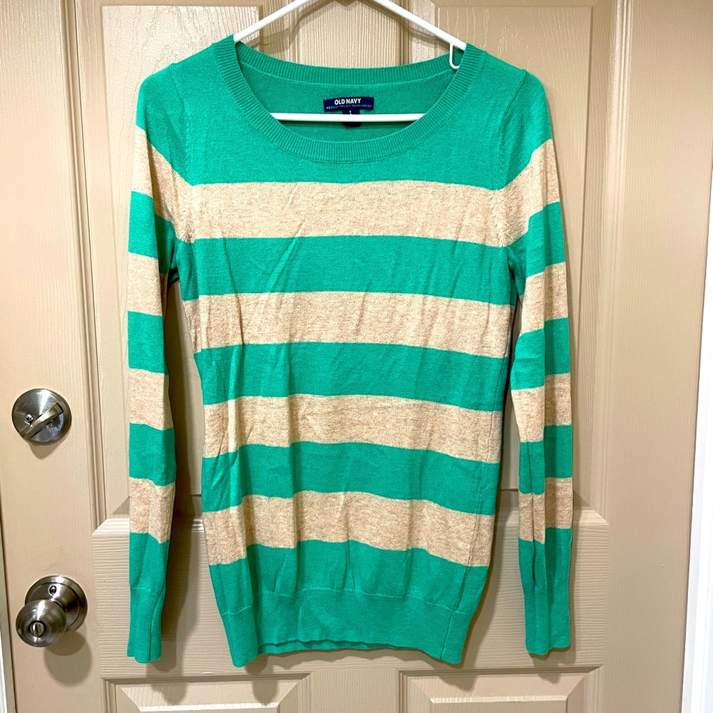 Old Navy green/beige sweater -SZ SP Preppy Collegiate Y2K